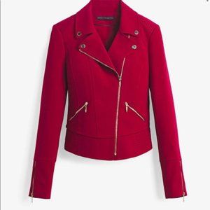 WHBM red moto jacket NWOT
